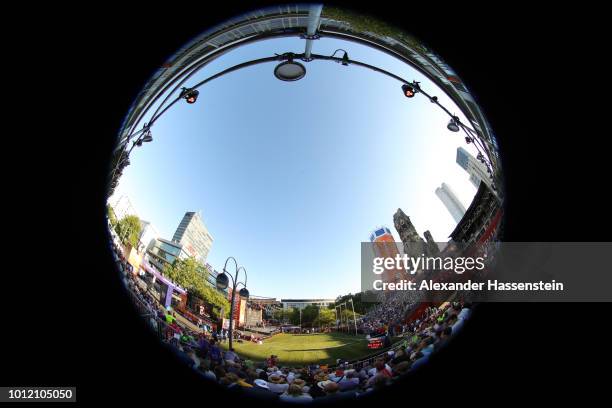 General view of the Shot Put Men qualification venue on the qualification day ahead of the 24th European Athletics Championships at Olympiastadion on...