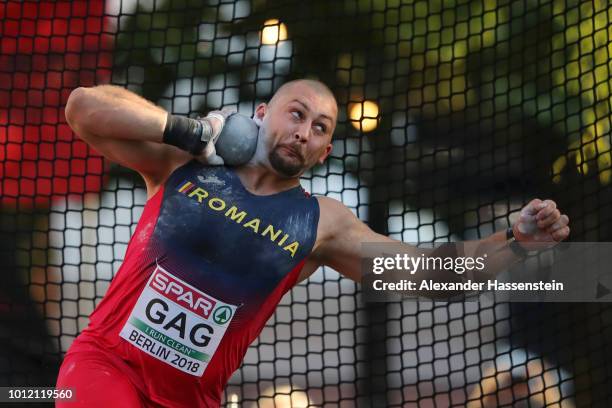 Andrei Gag of Romania competes in the Shot Put Men qualification on the qualification day ahead of the 24th European Athletics Championships at...