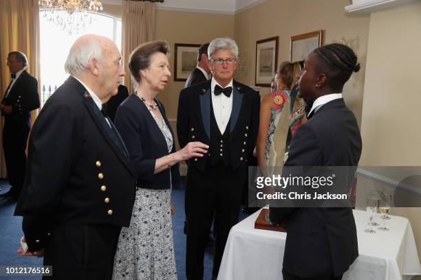Princess Anne, Princess Royal, Admiral of the Royal London Yacht Club chats with Young Sailor of the Year Montel Jordan during the Royal London Yacht...