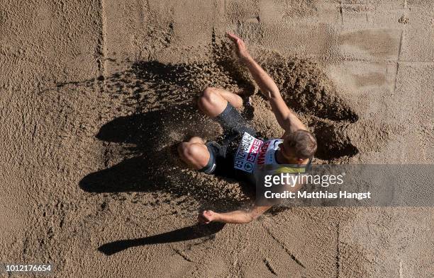 Maximilian Entholzener of Germany competes in the Long Jump Men qualification on the qualification day ahead of the 24th European Athletics...