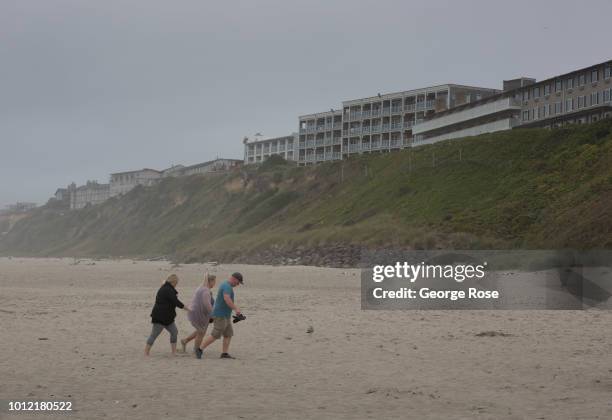 Cool coastal fog settles onto the beach along this tourist community on July 31 in Lincoln City, Oregon. Located 40 minutes west of McMinnvile,...