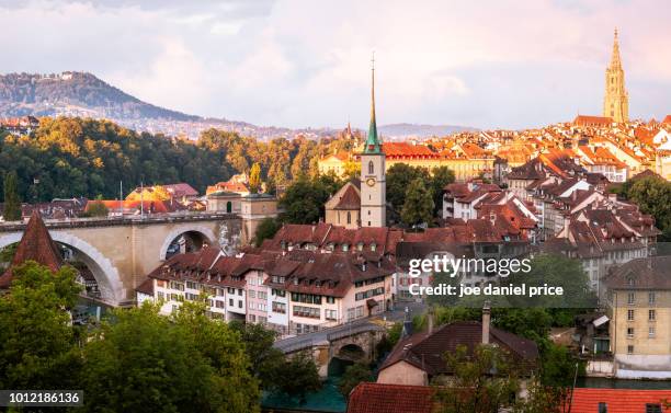 sunrise, skyline, bern, switzerland - zwitserland - fotografias e filmes do acervo