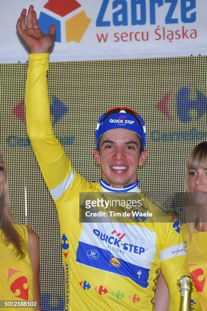 Podium / Alvaro Jose Hodeg Chagui of Colombia and Team Quick-Step Floors Yellow Leader Jersey / Celebration / Champagne / during the 75th Tour of...
