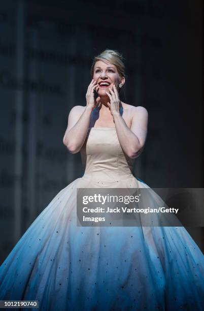 American mezzo-soprano Joyce DiDonato performs at the final dress rehearsal prior to the Metropolitan Opera premiere of Laurent Pelly's production of...