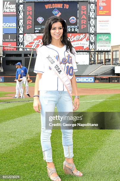 Miss USA Rima Fakih visits Citi Field on May 27, 2010 in the Queens Borough of New York City.