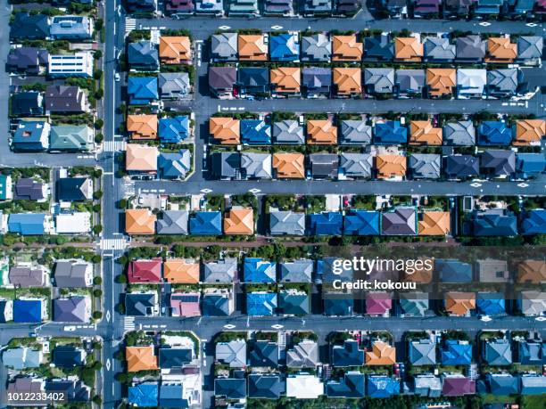 Aerial view of residential district in Japan