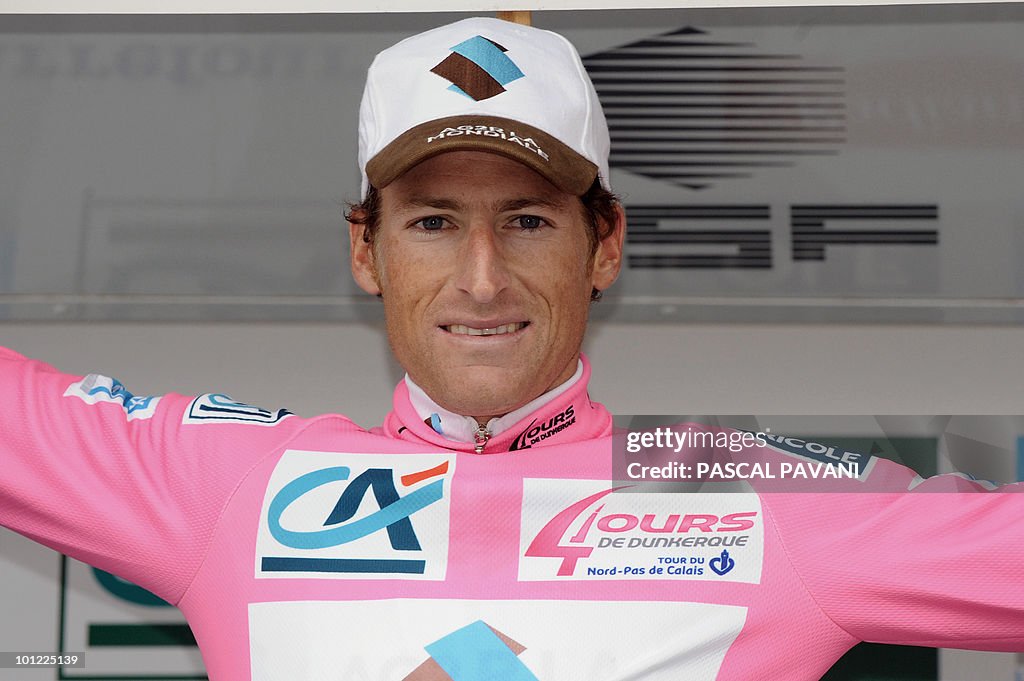 Swiss Martin Elmiger celebrates his pink