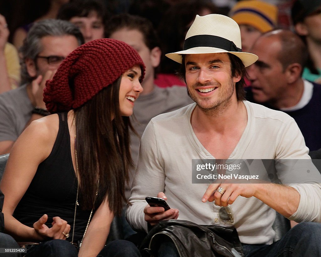 Celebrities At The Lakers Game