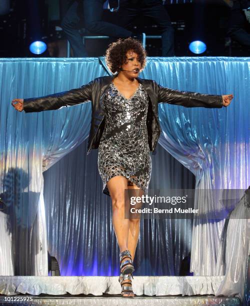 Whitney Houston performs on stage at Arena Nurnberger on May 27, 2010 in Nuremberg, Germany.