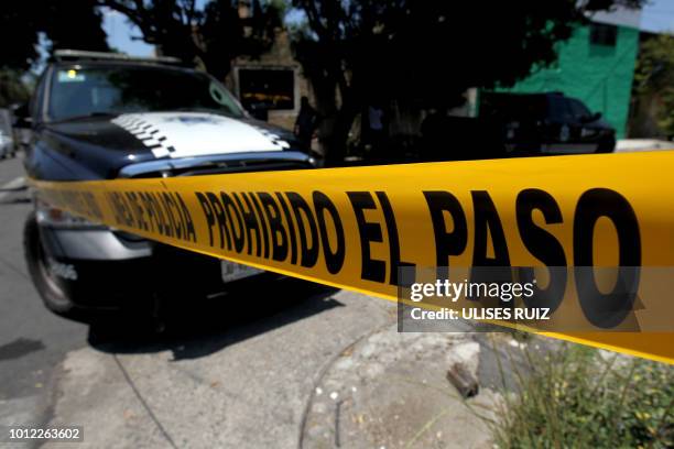 View of the crime scene of a clandestine grave located inside a house in Guadalajara, Jalisco State, Mexico on August 3, 2018. - Mexican...