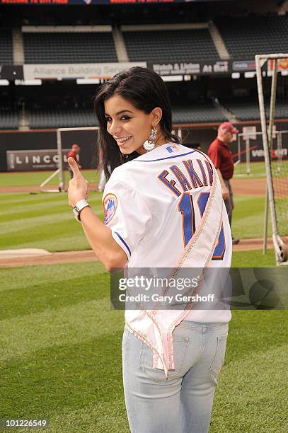 Miss USA Rima Fakih visits Citi Field on May 27, 2010 in the Queens Borough of New York City.