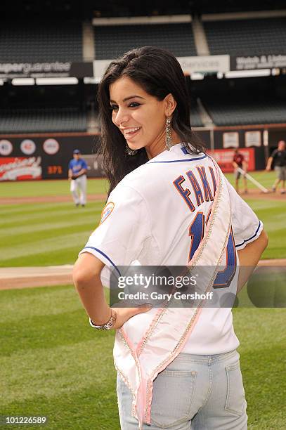 Miss USA Rima Fakih visits Citi Field on May 27, 2010 in the Queens Borough of New York City.