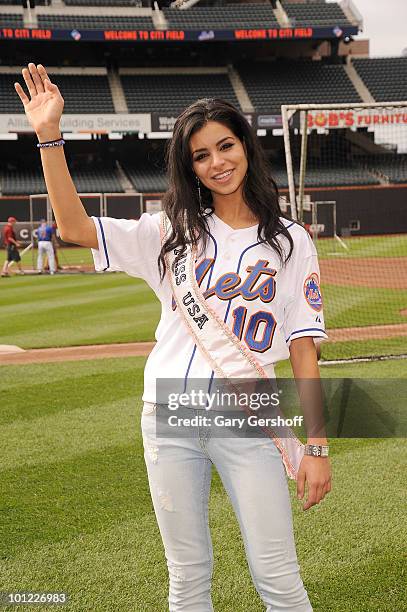 Miss USA Rima Fakih visits Citi Field on May 27, 2010 in the Queens Borough of New York City.