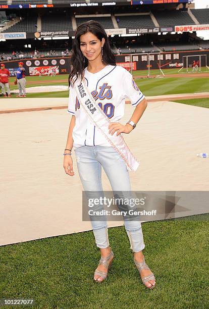 Miss USA Rima Fakih visits Citi Field on May 27, 2010 in the Queens Borough of New York City.