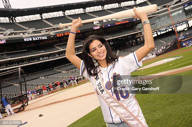 Miss USA Rima Fakih visits Citi Field on May 27, 2010 in the Queens Borough of New York City.