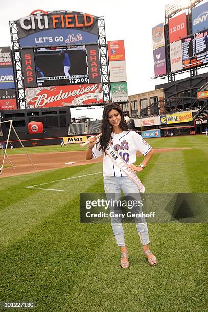 Miss USA Rima Fakih visits Citi Field on May 27, 2010 in the Queens Borough of New York City.