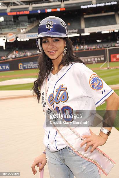 Miss USA Rima Fakih visits Citi Field on May 27, 2010 in the Queens Borough of New York City.