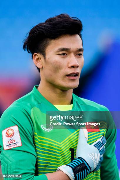 Vietnam goalkeeper Bui Tien Dung during the AFC U23 Championship China 2018 Semi Finals match between Qatar and Vietnam at Changzhou Olympic Sports...