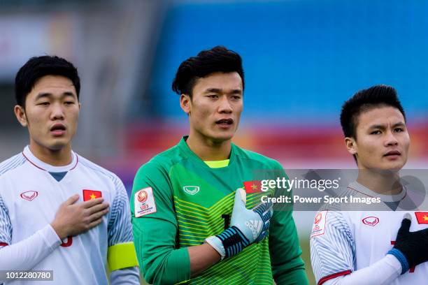 Vietnam goalkeeper Bui Tien Dung during the AFC U23 Championship China 2018 Semi Finals match between Qatar and Vietnam at Changzhou Olympic Sports...