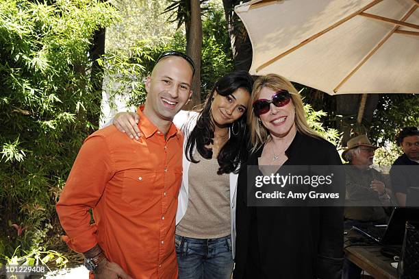 Ido Leffler, Emmanuelle Chriqui and Debbie Levin attend the Environmental Media Association and Yes to Carrots Garden Luncheon at The Learning Garden...