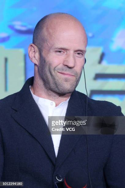 English actor Jason Statham attends the press conference of film 'The Meg' on August 2, 2018 in Beijing, China.