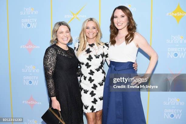 Joanna Teplin, Reese Witherspoon and Clea Shearer attend the AT&T and Hello Sunshine launch celebration of "Shine On With Reese" and "Master The...