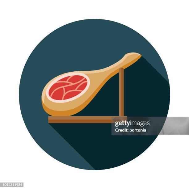 jamón serrano spain flat design icon - half ham stock illustrations