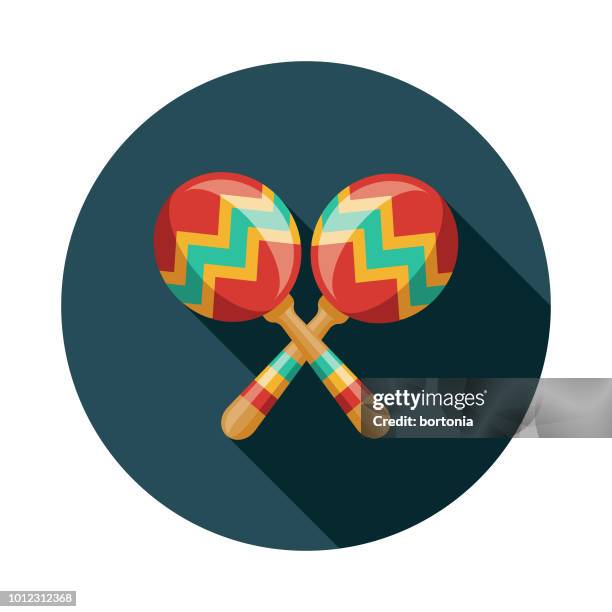 maracas-spanien-flachen design-ikone - maraca stock-grafiken, -clipart, -cartoons und -symbole