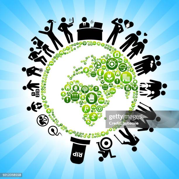 planet earth green environment human life cycle background - human life cycle stock illustrations