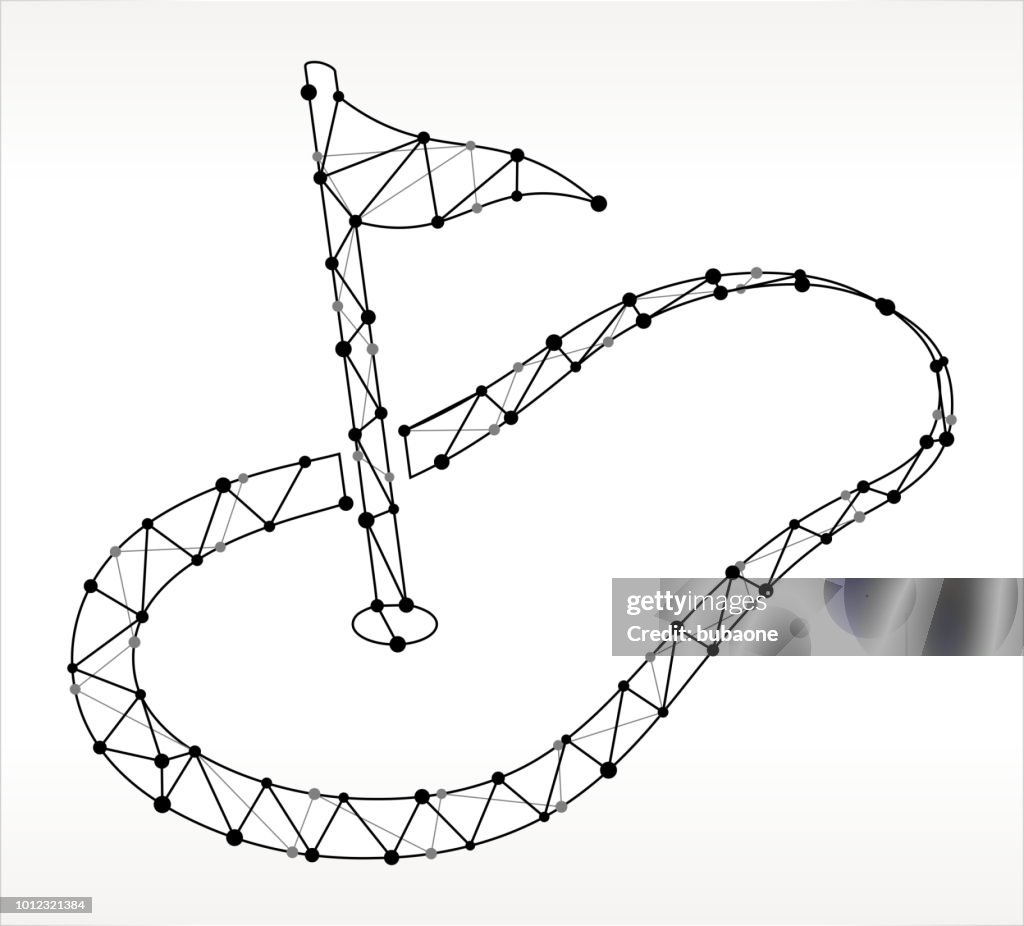 Golf Hole Flag Triangle Node Black and White Pattern