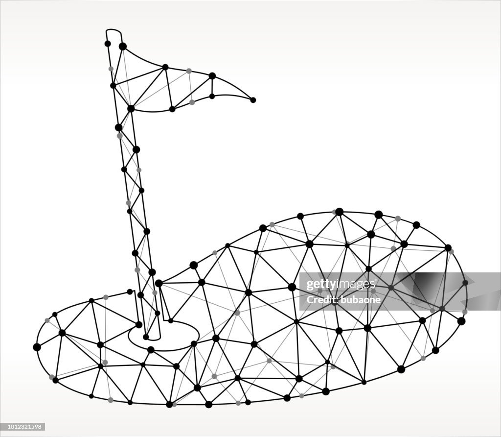 Golf Hole Flag Triangle Node Black and White Pattern