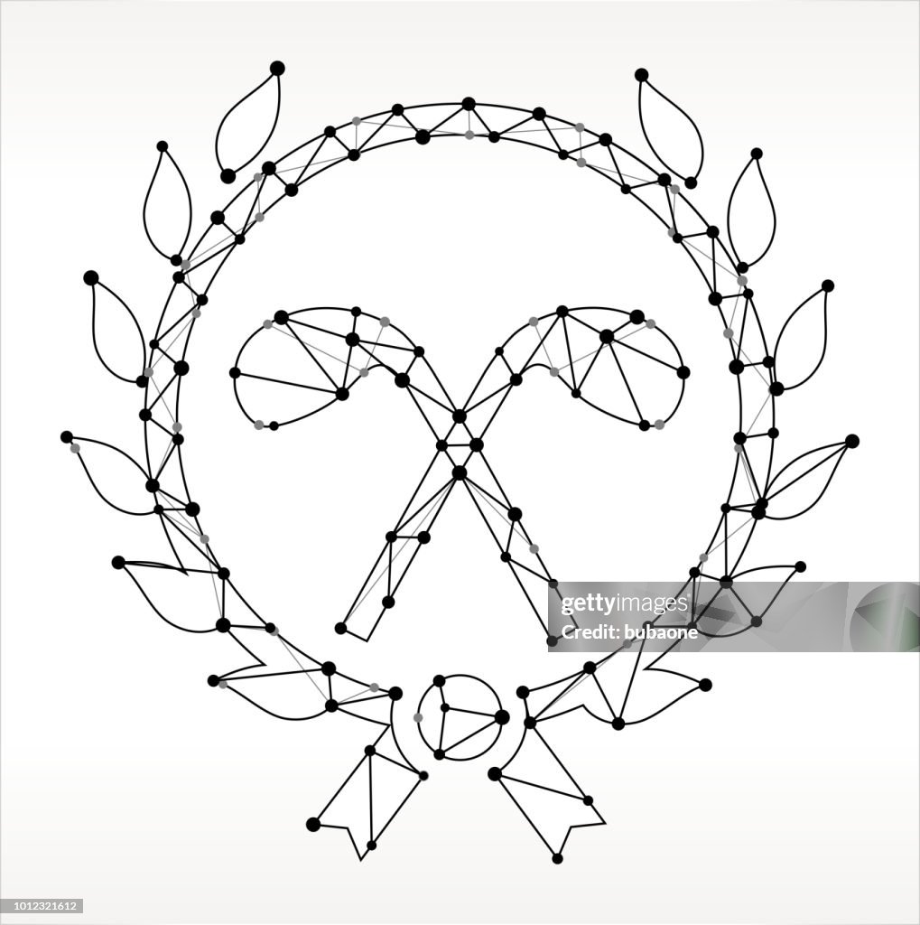 Golf Clubs In Laurel Wreath Triangle Node Black And White Pattern High ...