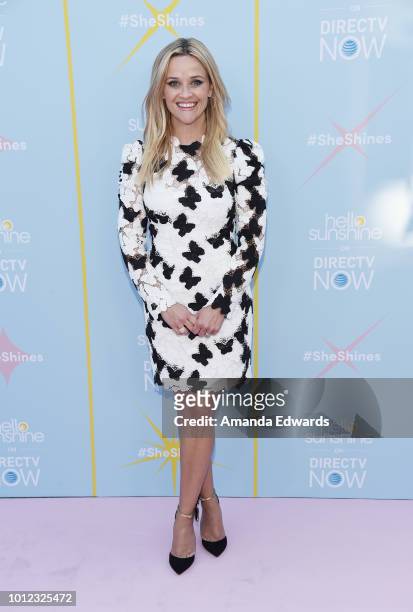 Actress Reese Witherspoon arrives at the AT&T & Hello Sunshine launch celebration of "Shine On With Reese" at NeueHouse Hollywood on August 6, 2018...