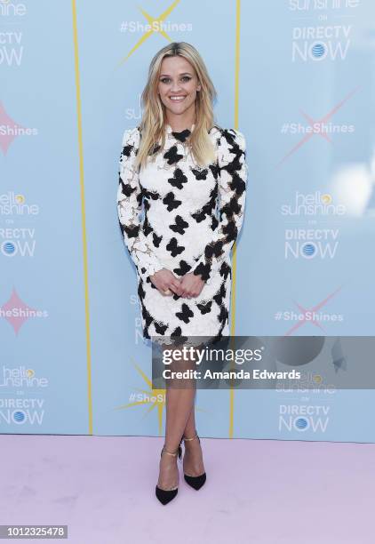 Actress Reese Witherspoon arrives at the AT&T & Hello Sunshine launch celebration of "Shine On With Reese" at NeueHouse Hollywood on August 6, 2018...