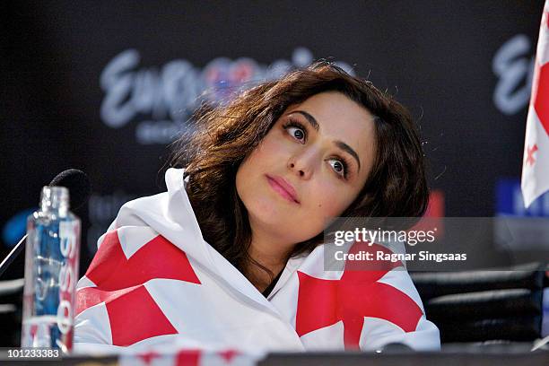 Sofia Nizharadze of Georgia during a press conference after the second semi final at the Telenor Arena on May 27, 2010 in Oslo, Norway. In all, 39...