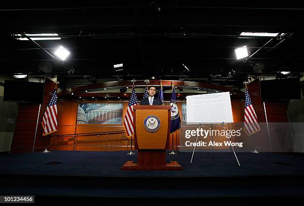 Rep. Darrell Issa speaks to the media during a news conference May 28, 2010 on Capitol Hill in Washington, DC. Issa spoke on the allegation about the...