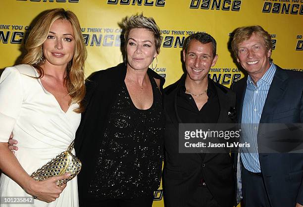 Cat Deeley, Mia Michaels, Adam Shankman and Nigel Lythgoe attend the "So You Think You Can Dance" new season premiere viewing party at Trousdale on...