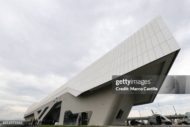 An external view of the high-speed train station, TAV, of Afragola, designed by architect Zaha Hadid.