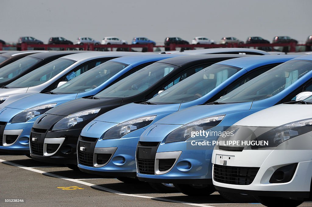 Renault cars are parked at a plant of Fr