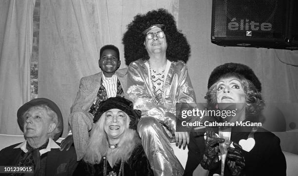 Clockwise from center: Village Voice columnist Michael Musto , performance artist Randy Allen , American actress Sylvia Miles, English writer and gay...