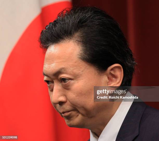 Japanese Prime Minister Yukio Hatoyama speaks during a press conference at his official residence on May 28, 2010 in Tokyo, Japan. Japan and U.S....