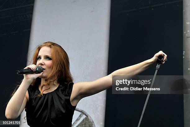 Simone Simons from Epica performs during the first day of Pink Pop Festival on May 28, 2010 in Landgraaf, Netherlands.