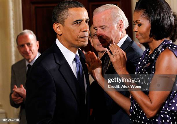 President Barack Obama , first lady Michelle , Vice President Joseph Biden , and Sen. Arlen Specter attend a reception in honor of Jewish American...