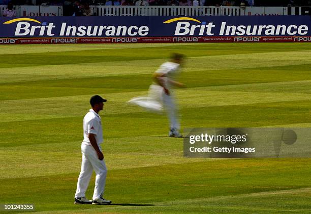 James Anderson of England in action during day 2 of the 1st npower Test between England and Bangladesh played at Lords on May 28, 2010 in London,...