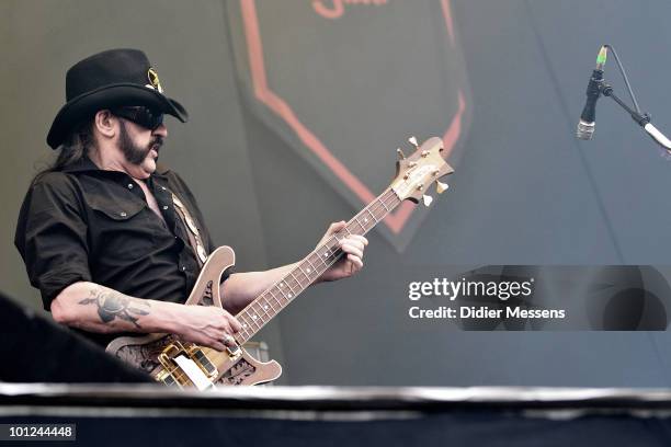 Lemmy Kilmister of Motorhead performs during the first day of Pink Pop Festival on May 28, 2010 in Landgraaf, Netherlands.