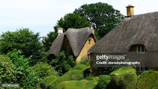 thatched cottages - oxfordshire stock pictures, royalty-free photos & images