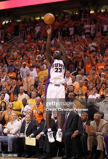 Jason Richardson of the Phoenix Suns puts up a shot during Game Three of the Western Conference finals of the 2010 NBA Playoffs against the Los...