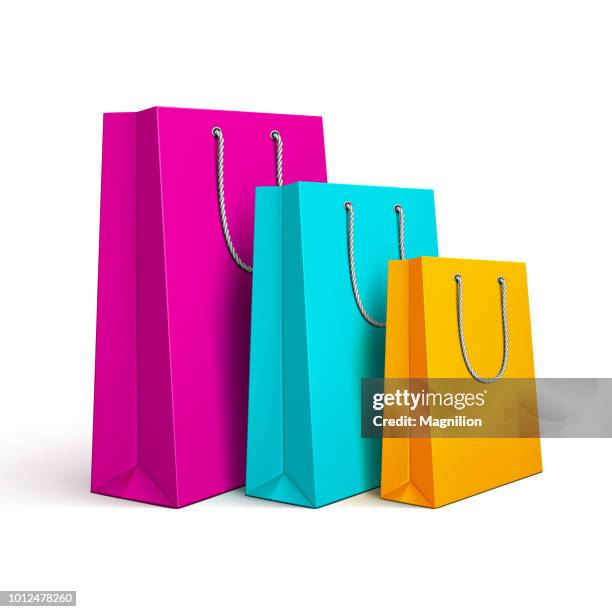 ilustrações, clipart, desenhos animados e ícones de cor de sacos de compras - bolsa azul