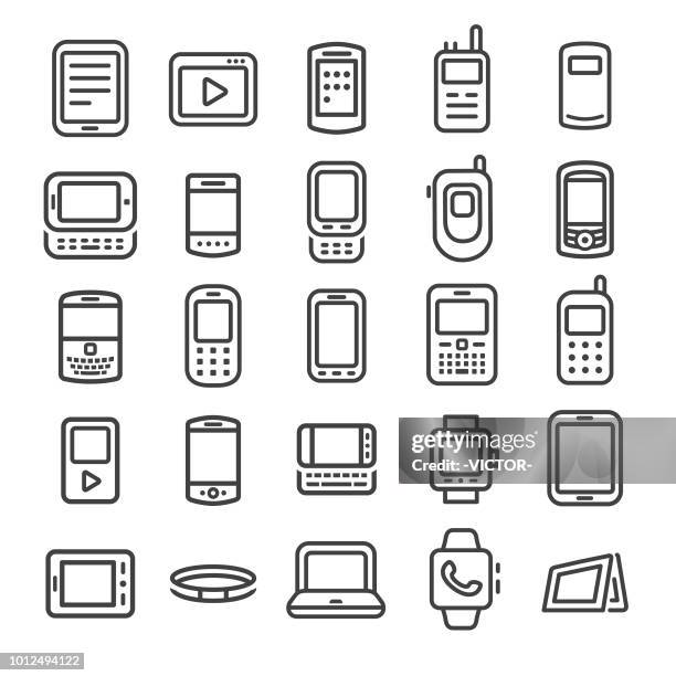 ilustrações de stock, clip art, desenhos animados e ícones de mobile devices icons set - smart line series - telefone-de-dobrar