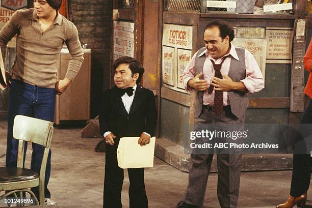 Louie Meets the Folks" and "Fantasy Borough" - Airdate Decamber 11, 1979 and May 6, 1980. TONY DANZA;HERVE VILLECHAIZE;DANNY DEVITO